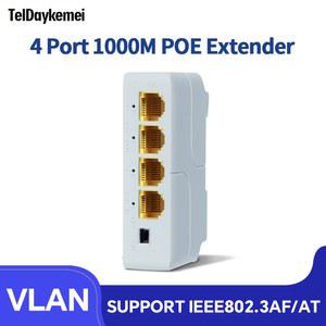 100/1000M POE 익스텐더 4 포트 기가비트 네트워크 스위치 리피터 IEEE802 3af/at PoE 스위치 NVR IP 카메라 AP용 플러그 앤 플레이