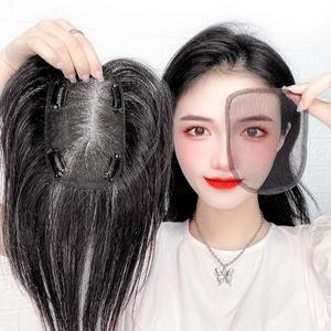 인모가발 여자 부분 손뜨개질 자연 헤어피스 여성정수리 숱보충 볼륨효과  벨벳자이언트얀무료