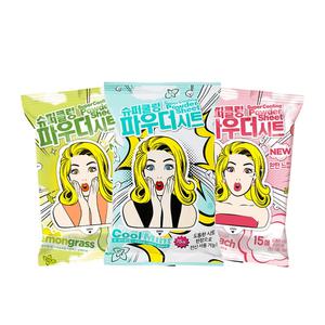 슈퍼 쿨링 파우더시트 15매x5 레몬그라스 쿨민트 데오 티슈 보송보송