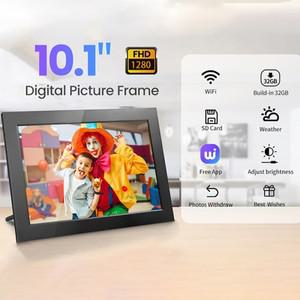 디지털 그림 프레임 10.1 인치 32G WiFi 사진 1280x800 HD IPS 터치 스크린 자동 회전 공유 앱 장식