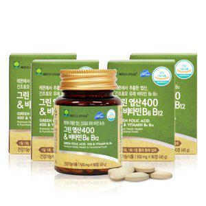 [애플트리김약사네] 그린엽산 400 비타민 B6,B12 500mg 4병