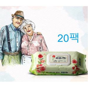 환자 간병 온가족 화장품성분 대형 물티슈 20팩 어린이집위생 도톰 저자극 완구