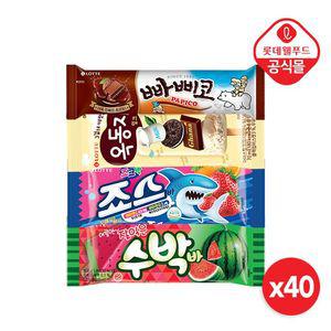 [롯데] 아이스 바 40개 (빠삐코 10,옥동자 10,죠스 10,수박 10)