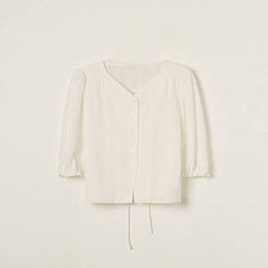 ROEM [가훤 착용][반팔추가] 브이넥 스트랩 블라우스_RMBLF25R98 569357