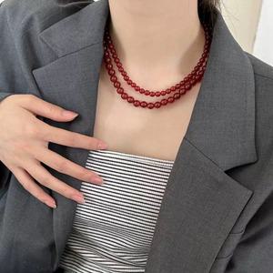 레드 비즈 구슬 초커목걸이 3SIZE 여름에 딱 예쁜 데일리룩 포인트