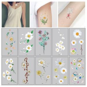 데이지 국화꽃 들국화 타투 스티커 야광 헤나 문신 일회용 페이스페인팅 놀이 판박이 크리스마스 할로윈