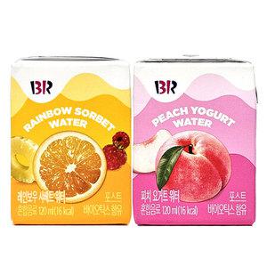 배스킨라빈스 과즙워터 120ml 2종x12개 (레인보우샤베트/피치요거트)