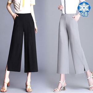 힙제이 ( 2XL) 쿨링아이스 8부 옆트임 와이드팬츠 통바지 여성 여름바지