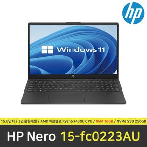 HP 네로 15-FC0223AU 노트북 / 윈도우 11 설치 / RAM 16GB / NVMe SSD 256GB