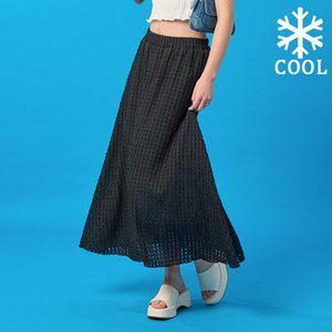 [KOLEAT]WOMEN 여름 플레어 주름 레이스 롱스커트 [BLACK] 롱치마 ver.