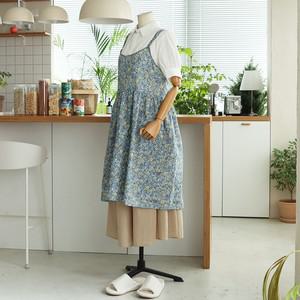 [샵앤] 써니 면 여성 국산 꽃무늬 플라워 어린이집 앞치마 ENA-WAP-0754-화이트