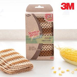 3M 스카치 브라이트 옥수수 그물망사 수세미 3개입X2세트 / 180x200mm 생분해 친환경소재  국산주방