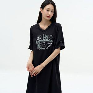 [하프클럽/]프린트 자수 루즈핏 원피스 LCOPN522_BK