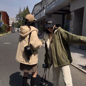 레터링 후드 야상점퍼