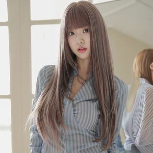 키라비 가발 여성 통가발 C컬 펌 스트레이트 가르마 긴머리 72cm KPE0439