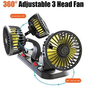 자동차 선풍기 조정 가능한 3 헤드 에어 전기 USB 12V 24V 2 단 가정 책상 사무실 및 차량용 사일런트 360
