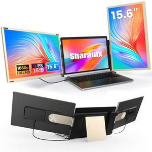 SHARANIX 업데이트된 노트북 화면 익스텐더, 최대 17.3인치 노트북용 15.6인치 휴대용 트리플 모니터(IPS FHD 1080P 디스플레이, MAC과 호환되는 탈착식 확장 모니터, WINS, DEX, CHROME 포함)