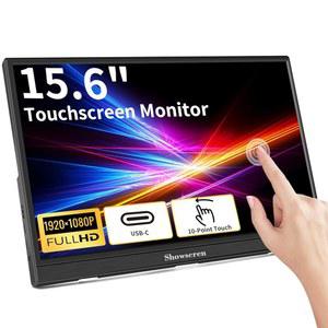 터치스크린 휴대용 모니터, 15.6인치 모니터 HDR IPS FHD 1920X1080 300CD /M 10포인트 터치 디스플레이 USB C /HDMI 컴퓨터 XBOX용 듀얼 스피커 포함 /RASPBERRY PI /LAPTOP /PC /XBOX 호환용 /PS4 /5
