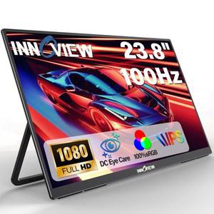 INNOVIEW 23.8인치 1080P 휴대용 모니터, FHD 100HZ 100% SRGB IPS USB C HDMI 대형 홈 게이밍 보조 모니터(노트북, 맥북제품 호환, 휴대폰용 스탠드 180 조절 가능) (23.8인치 100HZ)