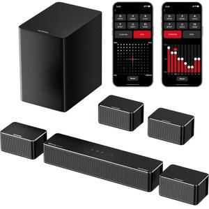 ULTIMEA 7.1 돌비 애트모스가 장착된 TV용 서라운드 사운드 시스템, 앱 제어, 유선 스피커 4개, 스마트 460W 바, 6.5인치 무선 서브우퍼, 홈 시어터 포세이돈 D80