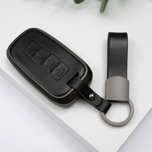 기아 4버튼 스포티지R K5 K7 쏘렌토 프라이드 쏘울 모바히 포르테 스마트키 천연 가죽 케이스+가죽스트랩