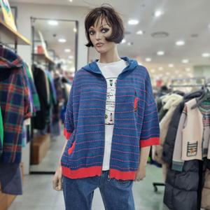 베네통/애플아울렛/배색 스티치 후드 집업 가디건/BAKC05341