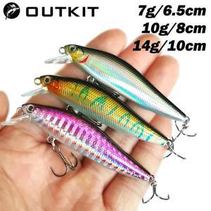 OUTKIT-낚시 루어 미노우 1 개 7g 가라앉는 인공 3D 스노우 플라스틱 워블러 태클 페스카 원캐스팅 자석