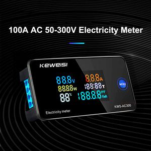 호환 스마트 디지털 전압계 전류계 전력 에너지 미터 LED 디스플레이 AC 전력계 전압 100A AC50-300V