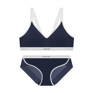 게스언더웨어 GUESS UNDERWEAR 비비드 골지 스포츠 노와이어 브라 팬티 세트 - 네이비 653817