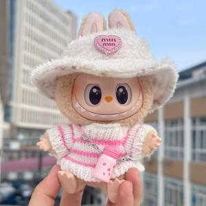 라부부 V1 아이돌 귀여운 인형 옷 패션 스웨터 의상 액세서리, 앉아있는 파티 핑크, 흰색 줄무늬 컵