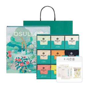 오설록 차의 정원 9종, 3입, (총27입), 1개 + 증정(쇼핑백, 1개+제주 그린티 시트 마스크 2매 , 2개 + 그린티웨하스 17g,1개 )