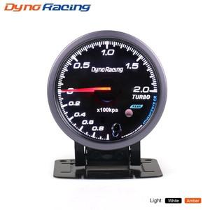Dynoracing 60MM 블랙 페이스 터보 부스트 게이지 앰버화이트 백라이트 0200 KPA 피크 기능 자동차 미터 BX