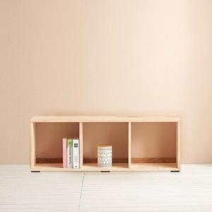H6351 트렌1단 3칸 고무나무 낮은책장 1color