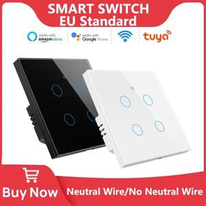 투야 스마트봇스마트 스위치 EU WiFi Smartlife 중립선중립선 없음 터치 라이트 220V Alexa Google 홈 1234
