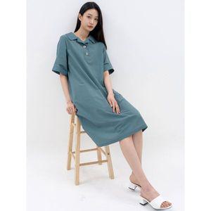 [하프클럽/]스탠카라 장식단추 루즈핏 원피스 LCOPN524_MT