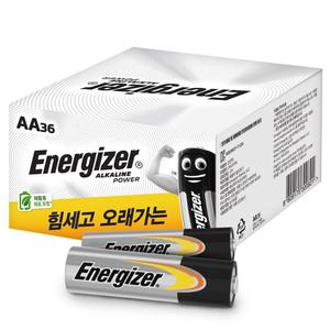 에너자이저 건전지 알카라인 파워 대용량 ON-LINE종이팩 AA건전지 36개입 × 1개