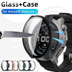 Amazfit Balance 2용 유리+케이스 강화 유리 화면 보호기 및 액세서리용 하드 PC 범퍼