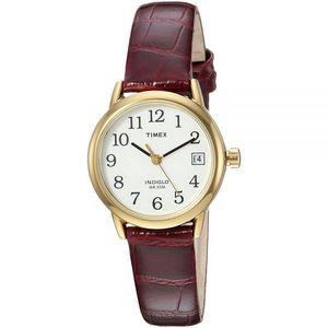 타이맥스 타이멕스 Timex 이지 리더 여성용 손목시계 25mm 버건디 악어가죽 스트랩 TW2R63400 469232