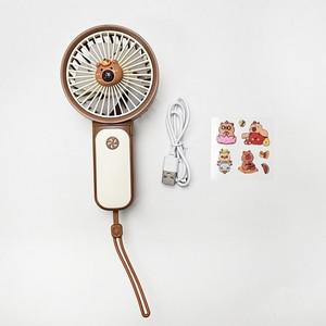 카피바라 휴대용 미니 접이식 손 선풍기 풍속 3단조절 스티커꾸미기 C타입충전 야외 손목시계 여름 손풍기