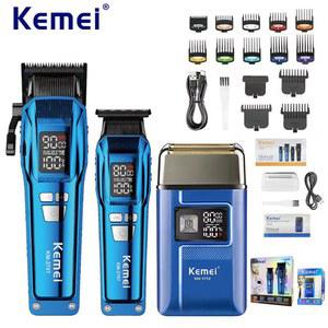 바리깡 셀프 헤어 이발기 KEMEI KM 2797 충전식 전기 클리퍼 세트 LCD 면도기 1112 건식 습식 무선 키트