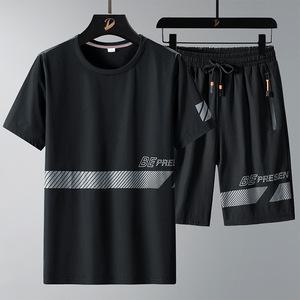 남자운동복 여름 얇은 쿨 반팔티 반바지 8XL 투피스 심쿵인싸