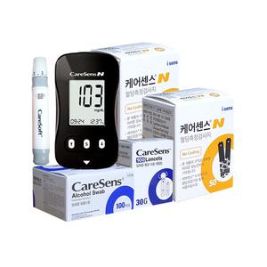 케어센스N 혈당측정기+시험지100매(27년2월)+침100매+솜100매
