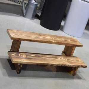 PAM 원목 우드 2단 계단 화분받침대 중 60x21cm 베란다화분정리대 거실화분대 화분테이블