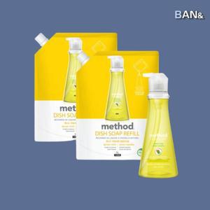 [기타] 메소드 주방세제 본품 532ml 1개+리필 1L 2개 레몬민트
