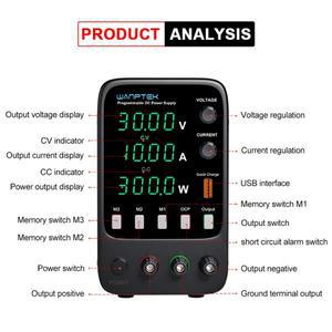 전원 공급장치 Wanptek  DC 조절 전원 공급 장치 30V 10A 3 그룹 저장 기능 APS3010H OCP  출력 사전 설정