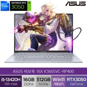 ASUS 비보북 16X K3605VC-RP400 (WIN11설치) RTX3050 대학생 영상편집 작업용 노트북 (A)
