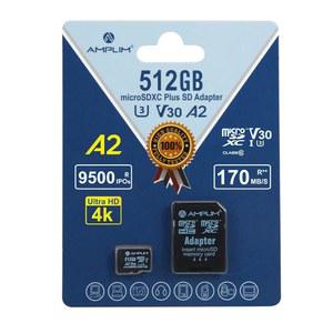 앰플림 512GB 마이크로 SD 카드 |메모리 플러스 어댑터 닌텐도, 고프로 히어로, 서피스, 휴대폰, 카메라 캠, 태블릿용 초고속 170MB/S A2 MicroSDXC U3 클래스 10 V30 UHS-I