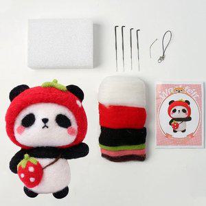 고품질 양모펠트 DIY 딸기팬더 동물친구 키트 DIY인형만들기 (WFHJE5R)