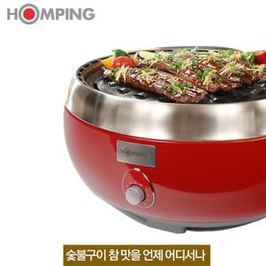 [홈핑그릴] 숯불그릴(레드와인)/가정에서도 캠핑장에서도/ 숯불구이/비프팬 포크팬 보관가방