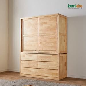 케미에르 미소 고무나무원목 슬라이딩 하프서랍옷장 KTP-456